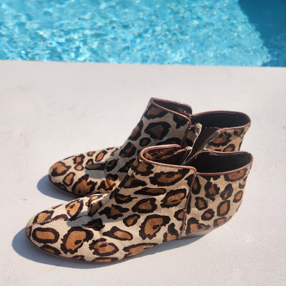 Sam Edelman Leopard Print Calf Hair Chelsea Boots 91/2